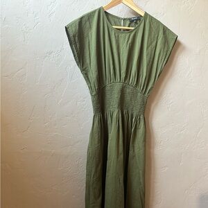 Madewell smocked waist dress in olive